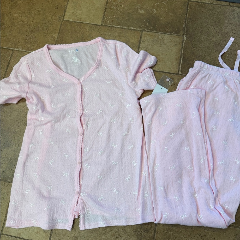 Kohl's Croft & Barrow Pink Bow Pajama Set